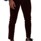 Dolce & Gabbana Dark Red Cotton Velvet Skinny Men Denim Jeans