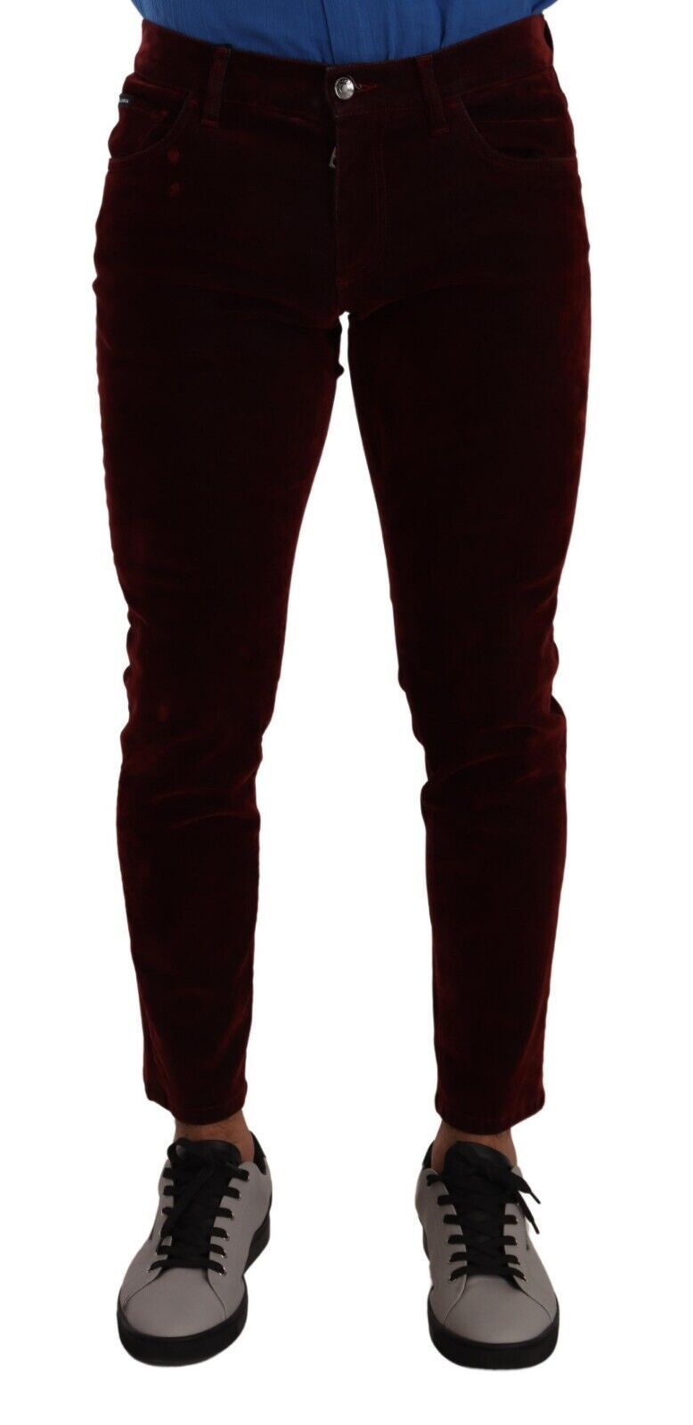 Dolce & Gabbana Dark Red Cotton Velvet Skinny Men Denim Jeans