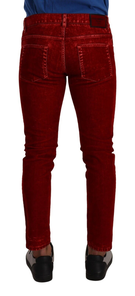 Dolce & Gabbana Red Cotton Stretch Skinny Denim Trouser Jeans