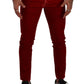 Dolce & Gabbana Red Cotton Stretch Skinny Denim Trouser Jeans