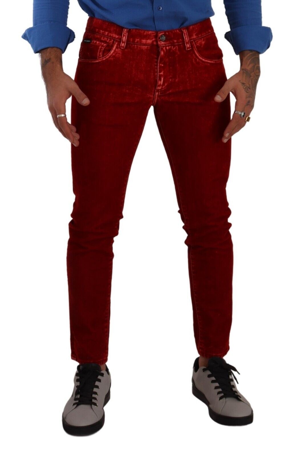 Dolce & Gabbana Red Cotton Stretch Skinny Denim Trouser Jeans