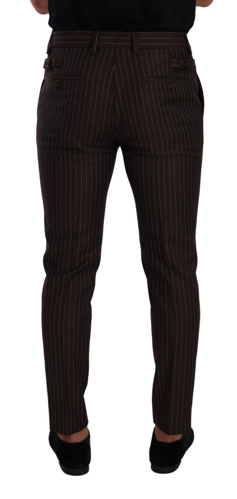 Dolce & Gabbana Brown Striped Wool Formal Trouser Dress Pants