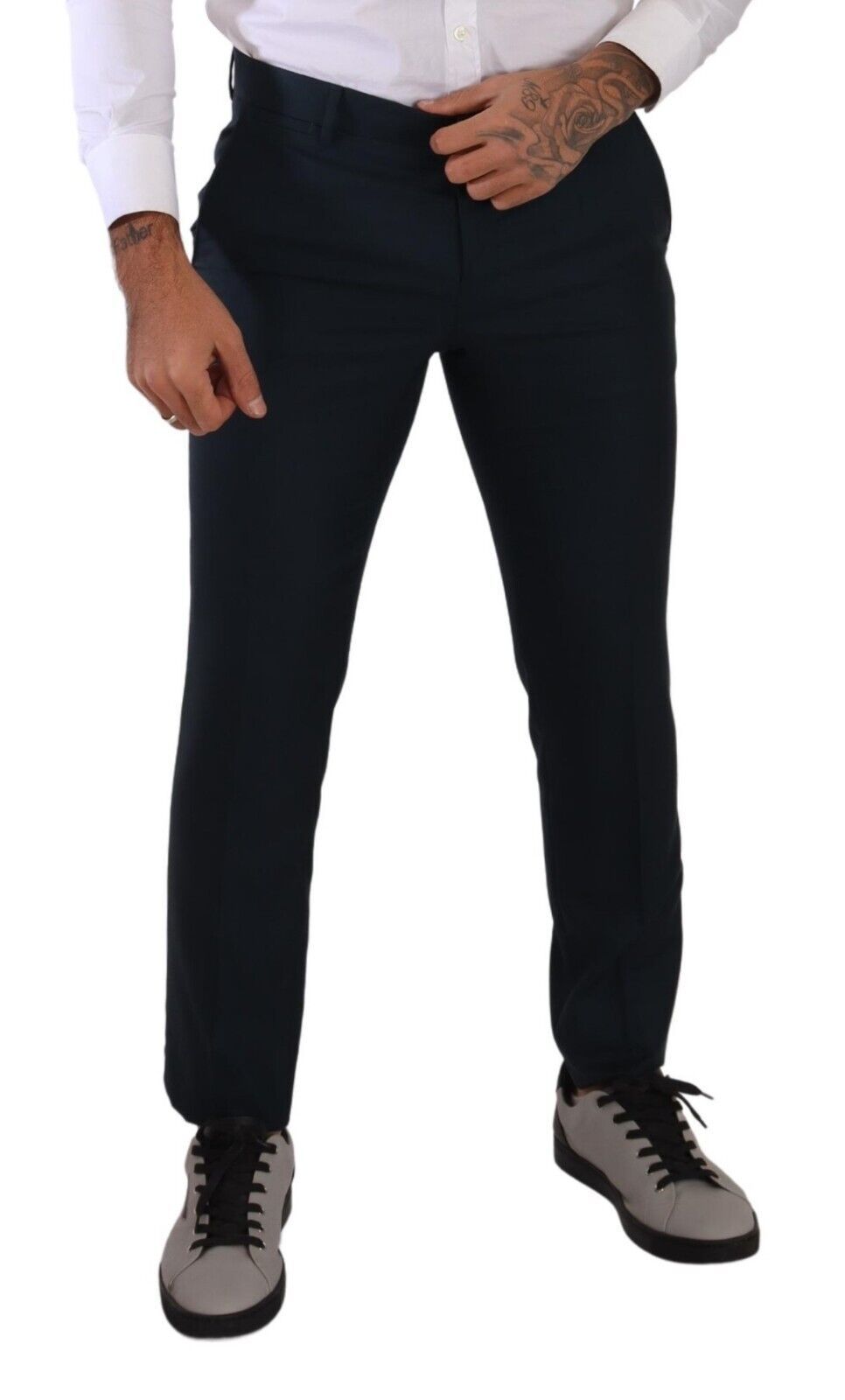 Dolce & Gabbana Dark Blue Cashmere Silk Dress Trouser Pants