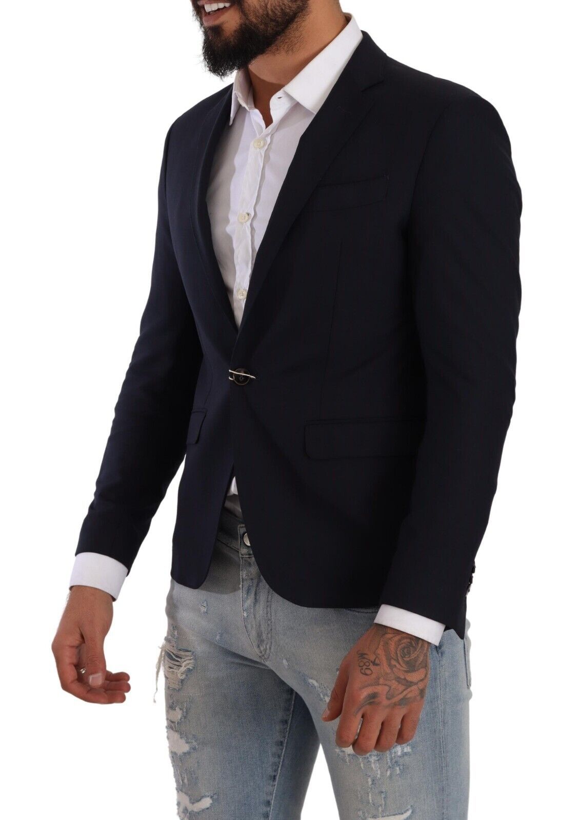 Domenico Tagliente Dark Blue Single Breasted Slim Fit Blazer