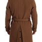 Dolce & Gabbana Brown Wool Long Double Breasted Overcoat Jacket