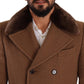 Dolce & Gabbana Brown Wool Long Double Breasted Overcoat Jacket