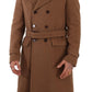 Dolce & Gabbana Brown Wool Long Double Breasted Overcoat Jacket