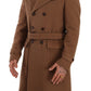 Dolce & Gabbana Brown Wool Long Double Breasted Overcoat Jacket