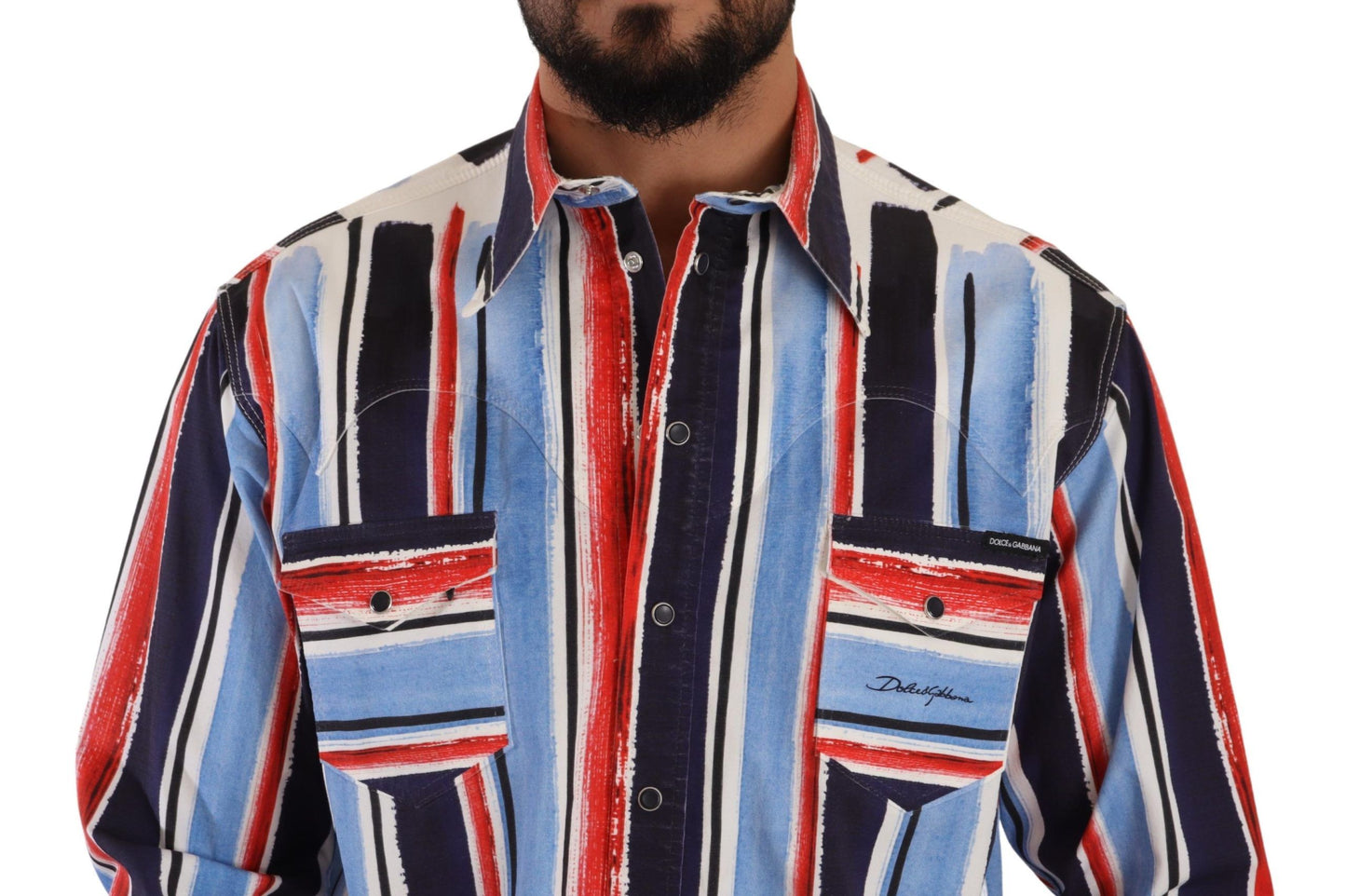 Dolce & Gabbana Red White Blue Striped Shirt