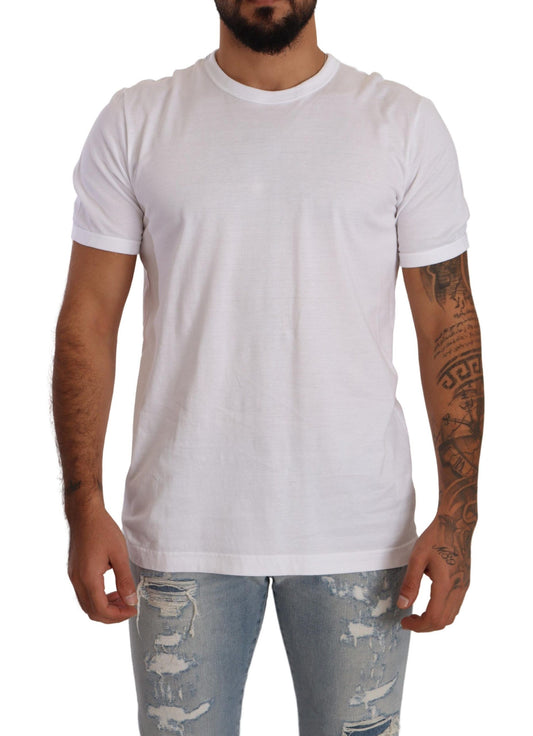 Dolce & Gabbana White Crewneck Short Sleeve Cotton T-shirt