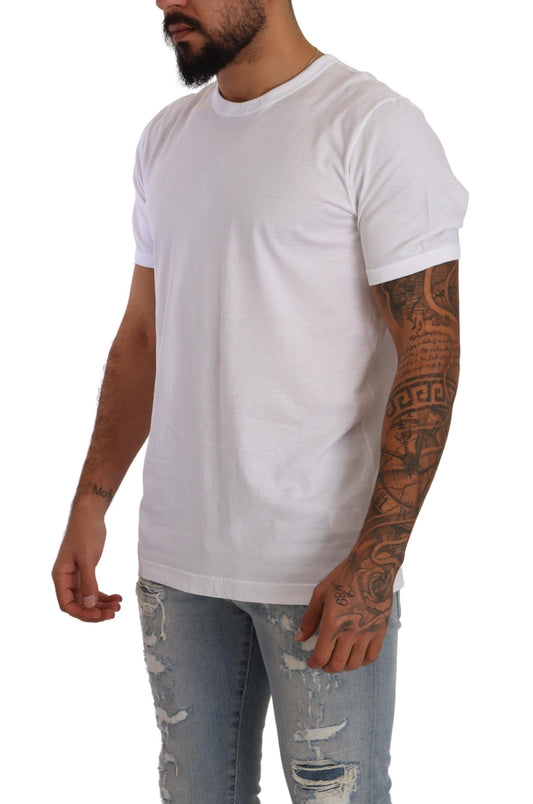 Dolce & Gabbana White Crewneck Short Sleeve Cotton T-shirt