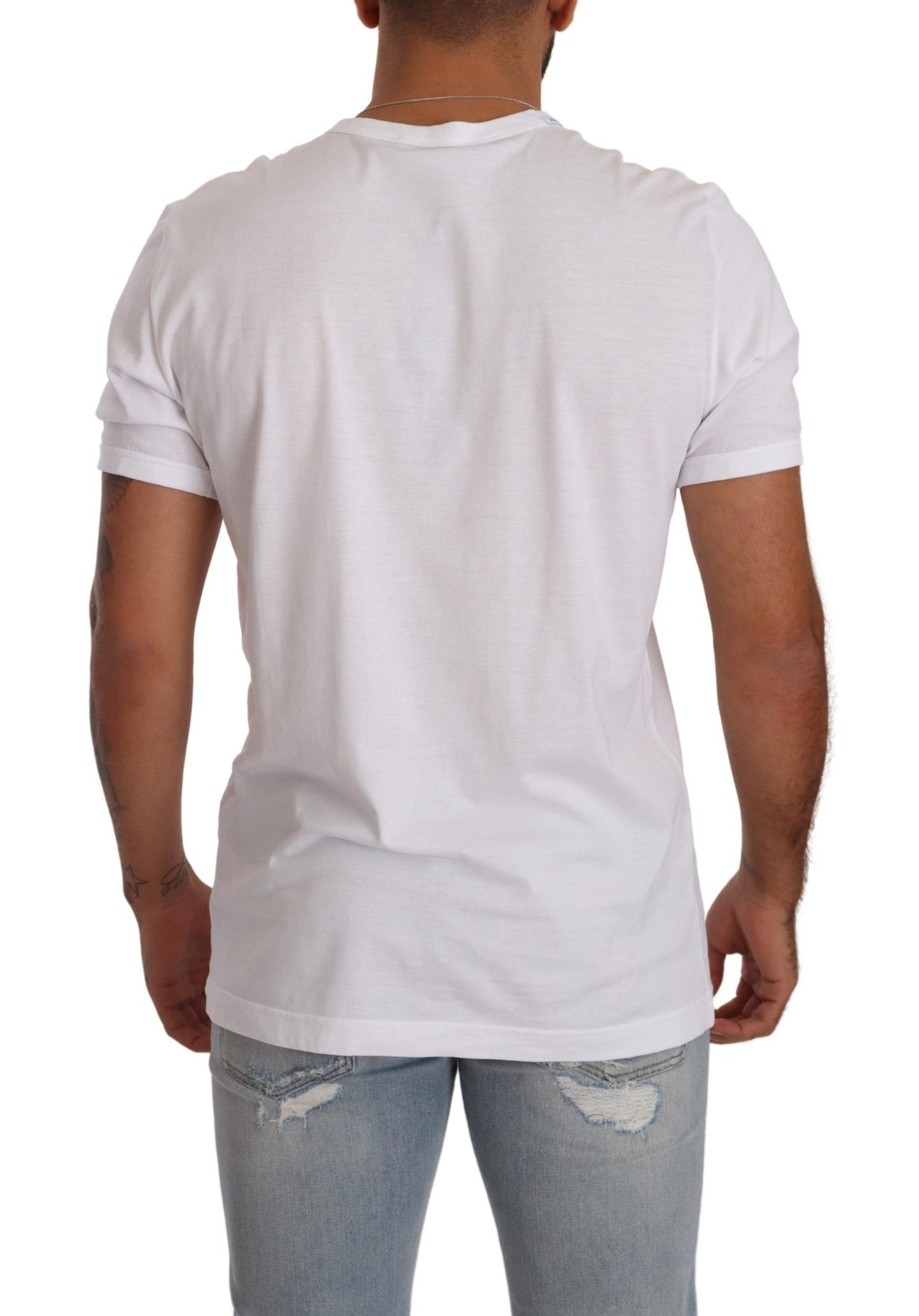 Dolce & Gabbana White Crewneck Short Sleeve Cotton T-shirt