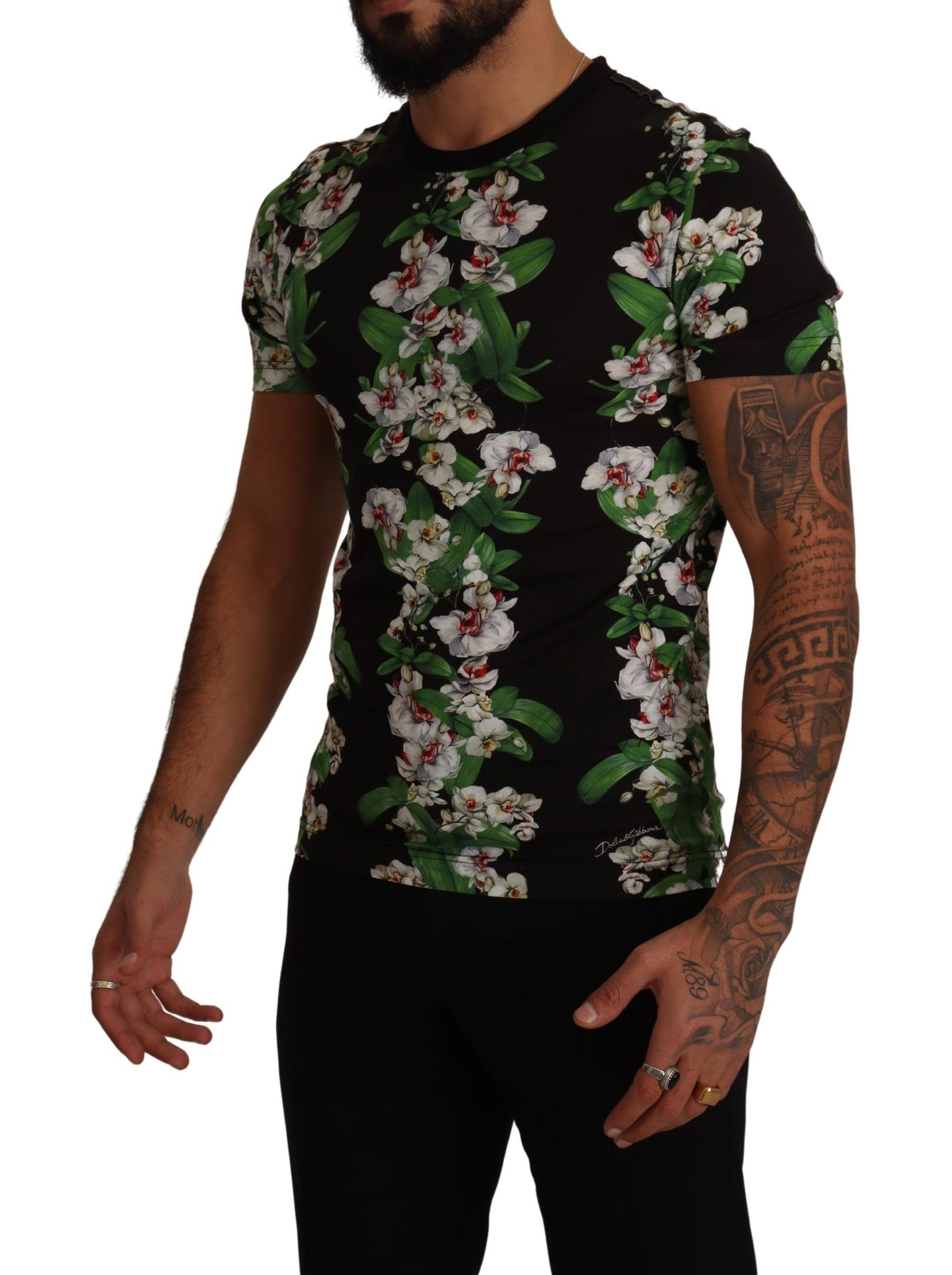 Dolce & Gabbana Black Floral Print Crewneck T-shirt