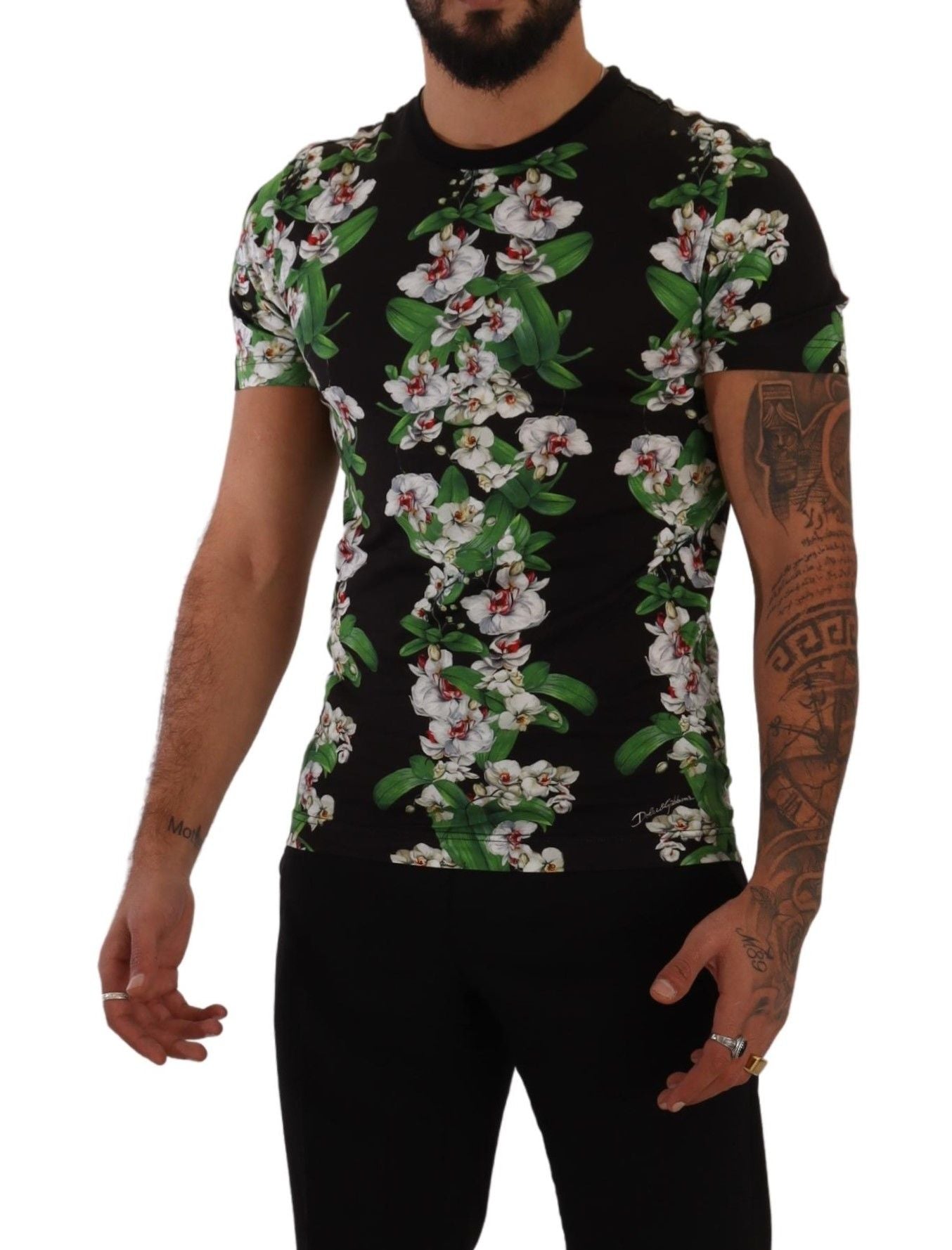 Dolce & Gabbana Black Floral Print Crewneck T-shirt