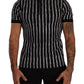 Dolce & Gabbana Black White Striped Polo Short Sleeve  T-shirt