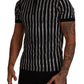 Dolce & Gabbana Black White Striped Polo Short Sleeve  T-shirt