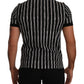 Dolce & Gabbana Black White Striped Polo Short Sleeve  T-shirt