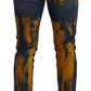 Dolce & Gabbana Blue Yellow Dye Cotton Skinny Men Denim Jeans