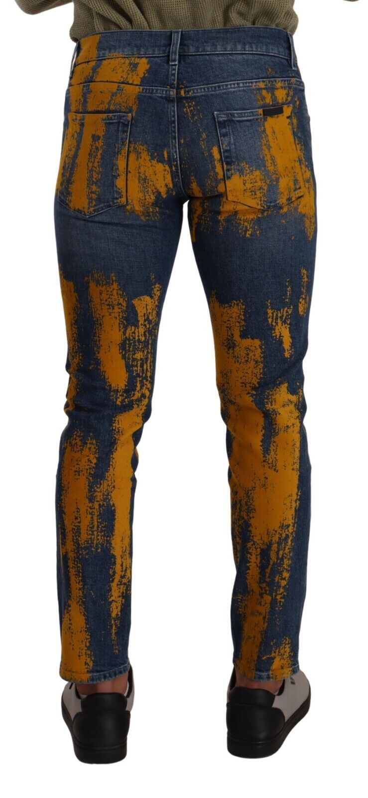 Dolce & Gabbana Blue Yellow Dye Cotton Skinny Men Denim Jeans