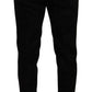 Dolce & Gabbana Black Brocade Skinny Formal Trouser Dress Pants