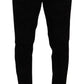 Dolce & Gabbana Black Brocade Skinny Formal Trouser Dress Pants