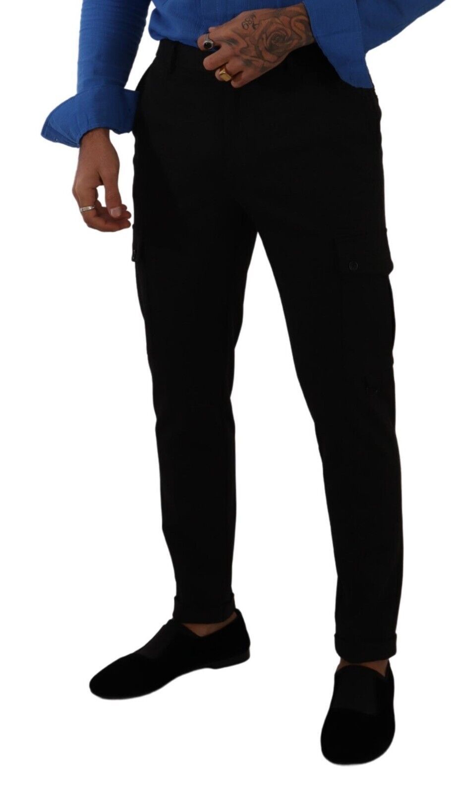 Dolce & Gabbana Black Viscose Skinny Cargo Trouser Pants