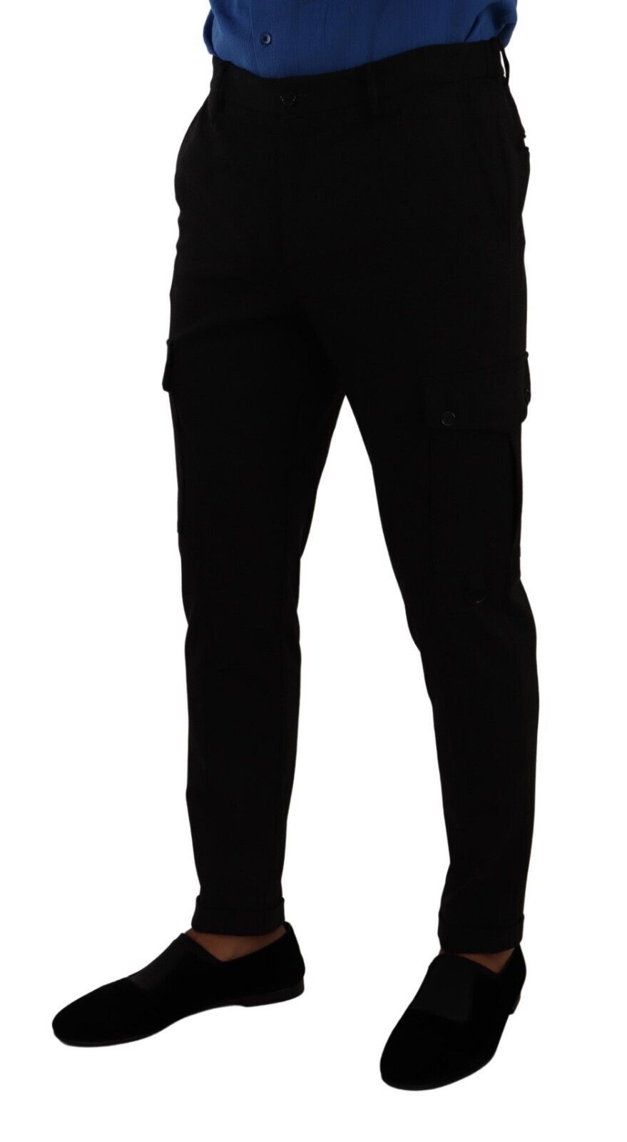 Dolce & Gabbana Black Viscose Skinny Cargo Trouser Pants