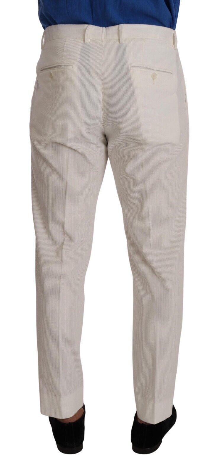 Dolce & Gabbana White Corduroy Cotton Men Tapered Pants