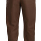 Dolce & Gabbana Brown Leather Tapered High Waist Pants