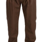 Dolce & Gabbana Brown Leather Tapered High Waist Pants