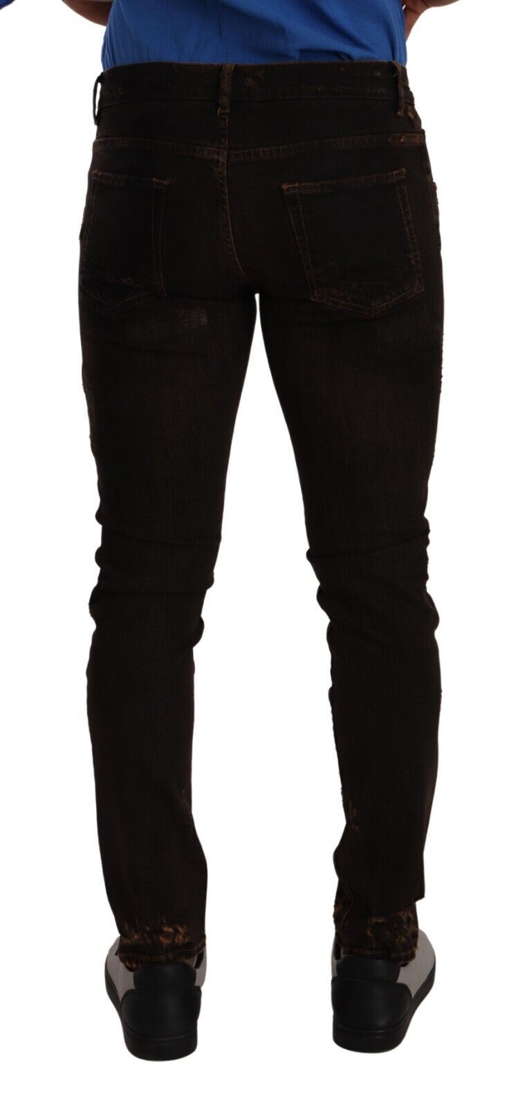 Dolce & Gabbana Brown DG Crown Logo Cotton Skinny Denim Jeans