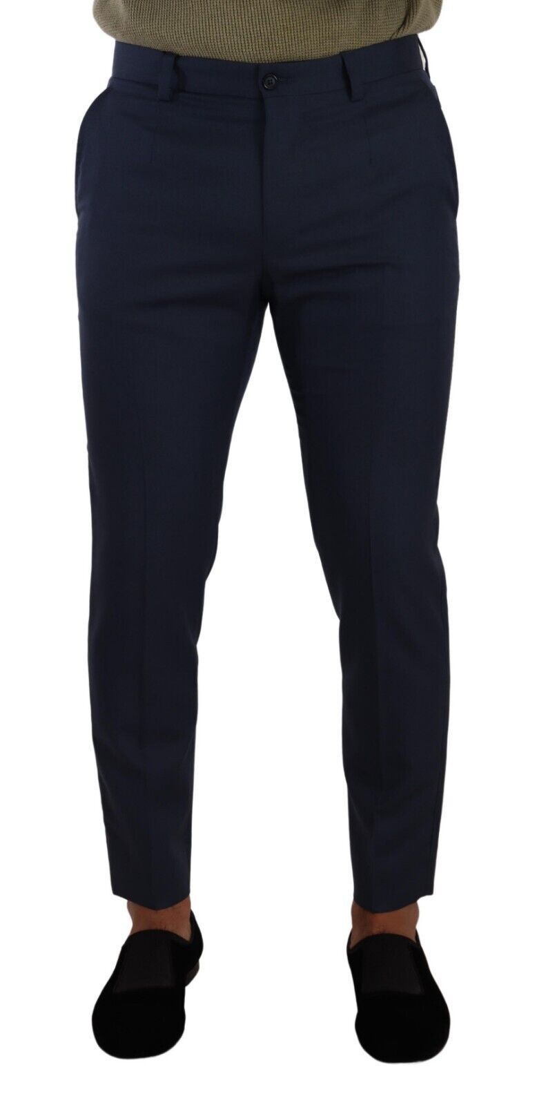 Dolce & Gabbana Dark Blue Wool Skinny Formal Dress Pants