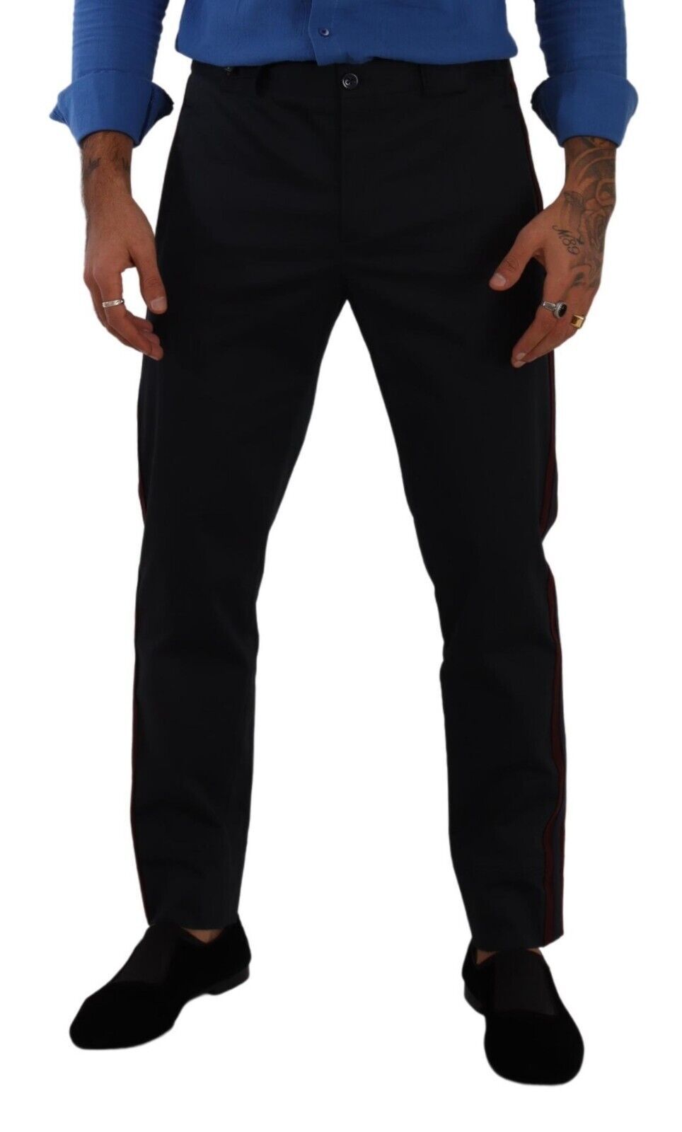 Dolce & Gabbana Blue Bordeaux Cotton Skinny Chino Pants