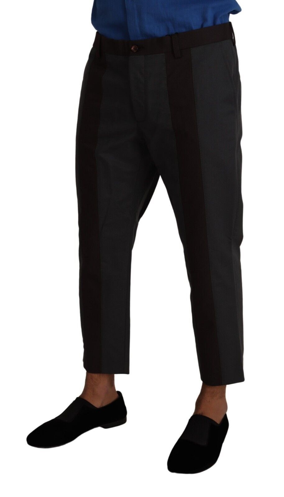 Dolce & Gabbana Gray Bordeaux Striped Cropped Trouser Pants