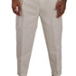 Dolce & Gabbana White Cotton Tapered Men Trouser Dress Pants