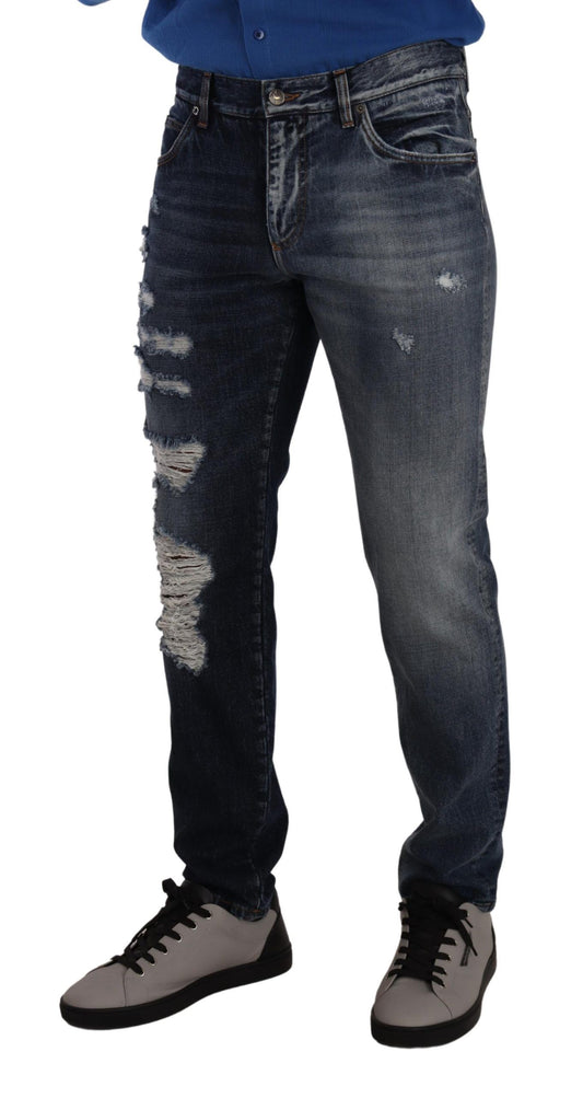 Dolce & Gabbana Blue Cotton Regular Denim Trousers Jeans