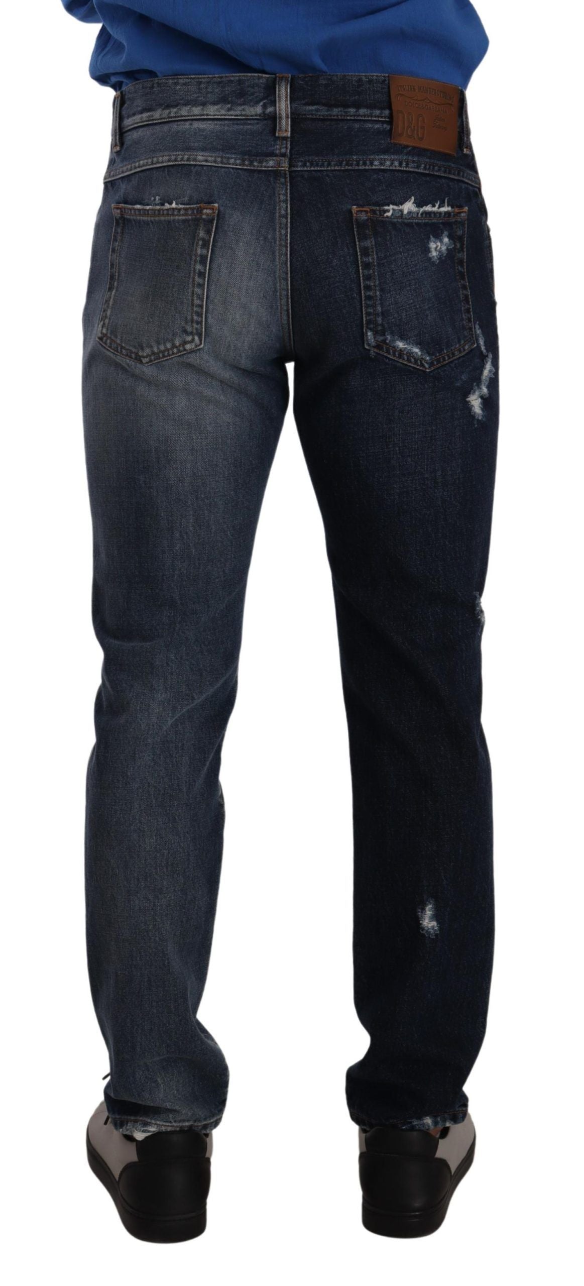 Dolce & Gabbana Blue Cotton Regular Denim Trousers Jeans