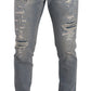 Dolce & Gabbana Light Blue Tattered Cotton Regular Denim Jeans