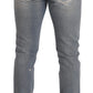 Dolce & Gabbana Light Blue Tattered Cotton Regular Denim Jeans