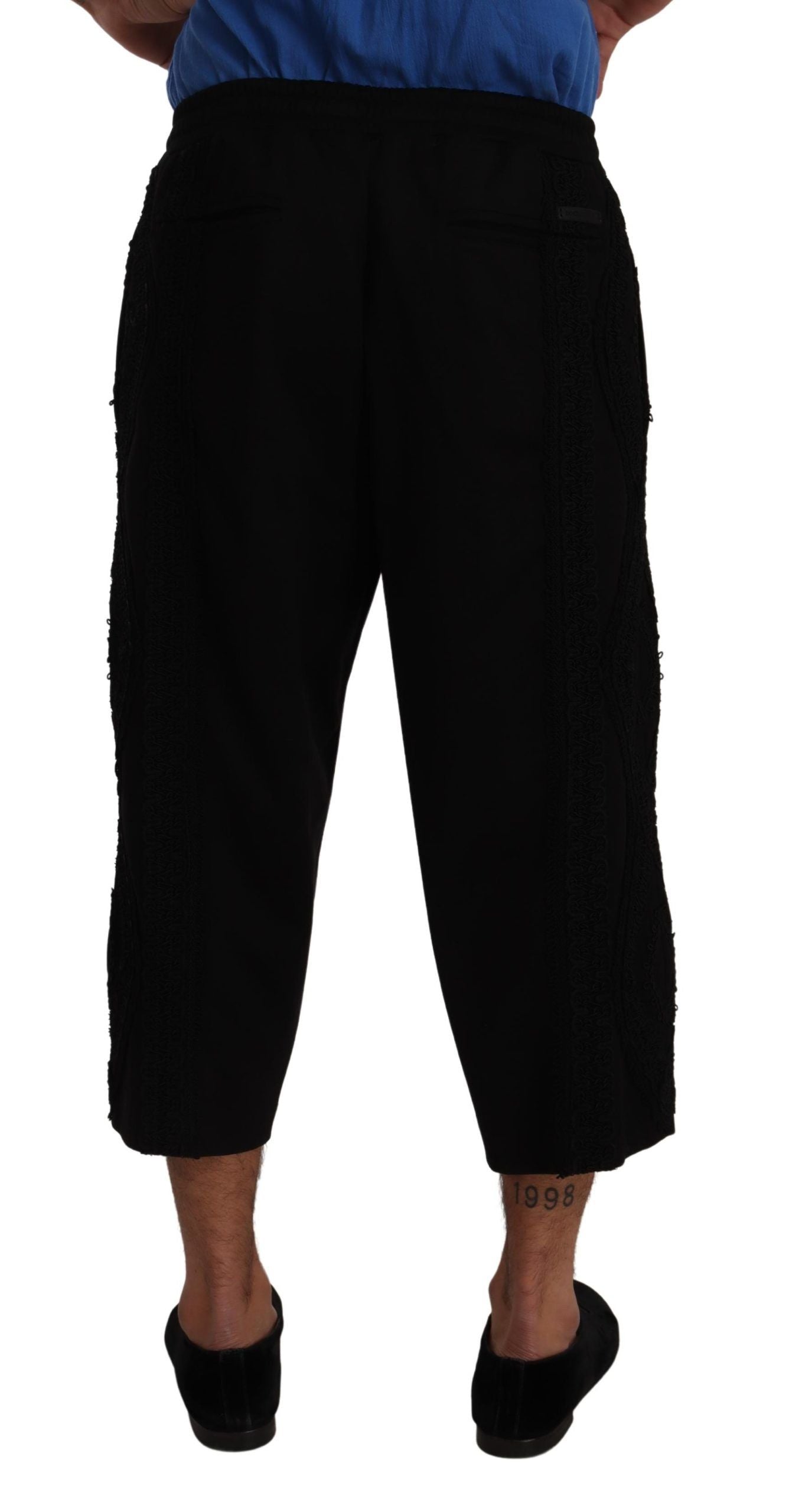 Dolce & Gabbana Black Cotton Torero Sweatpants Shorts Pants