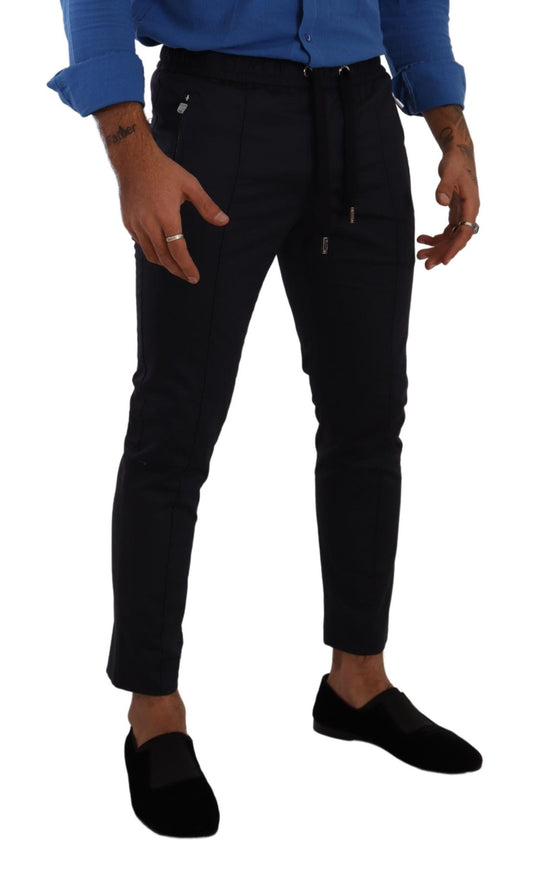 Dolce & Gabbana Blue Cotton Stretch Jogging Trouser Pants