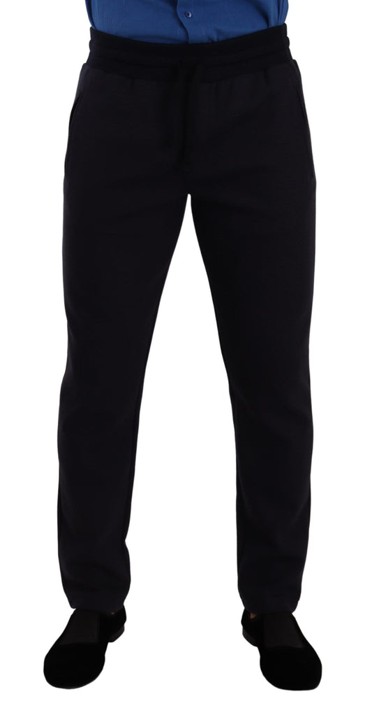 Dolce & Gabbana Blue Cotton Stretch Jogging Trouser Pants