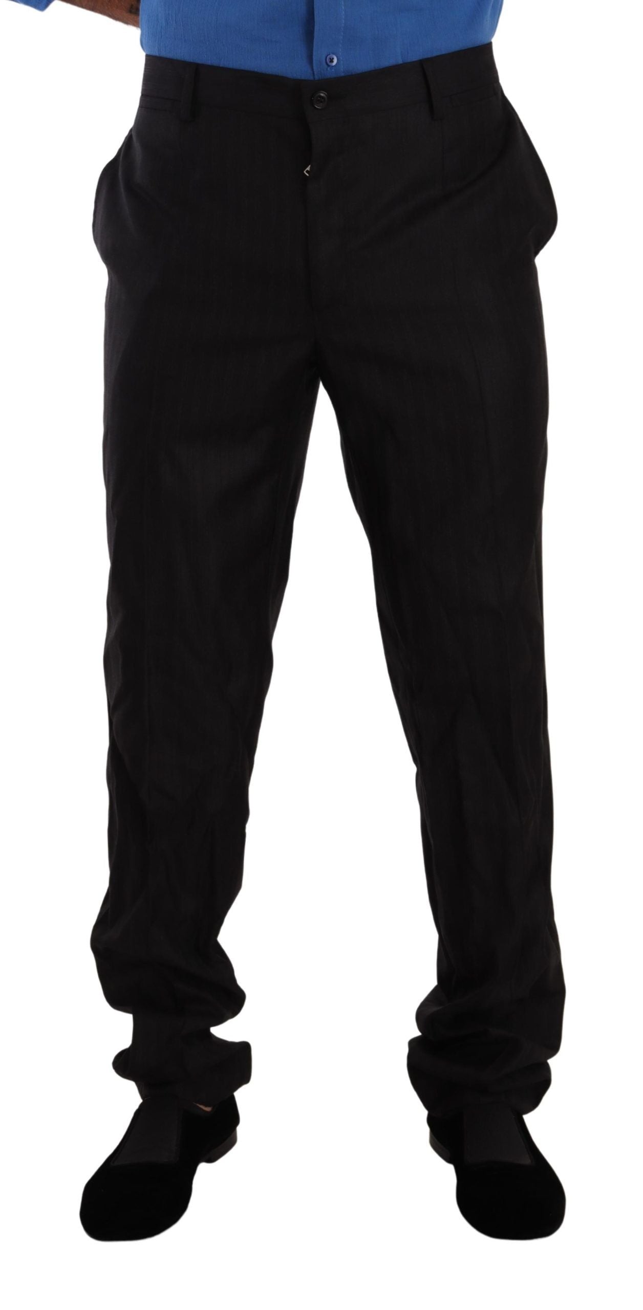 Dolce & Gabbana Gray Wool Silk Dress Trouser Dress Pants