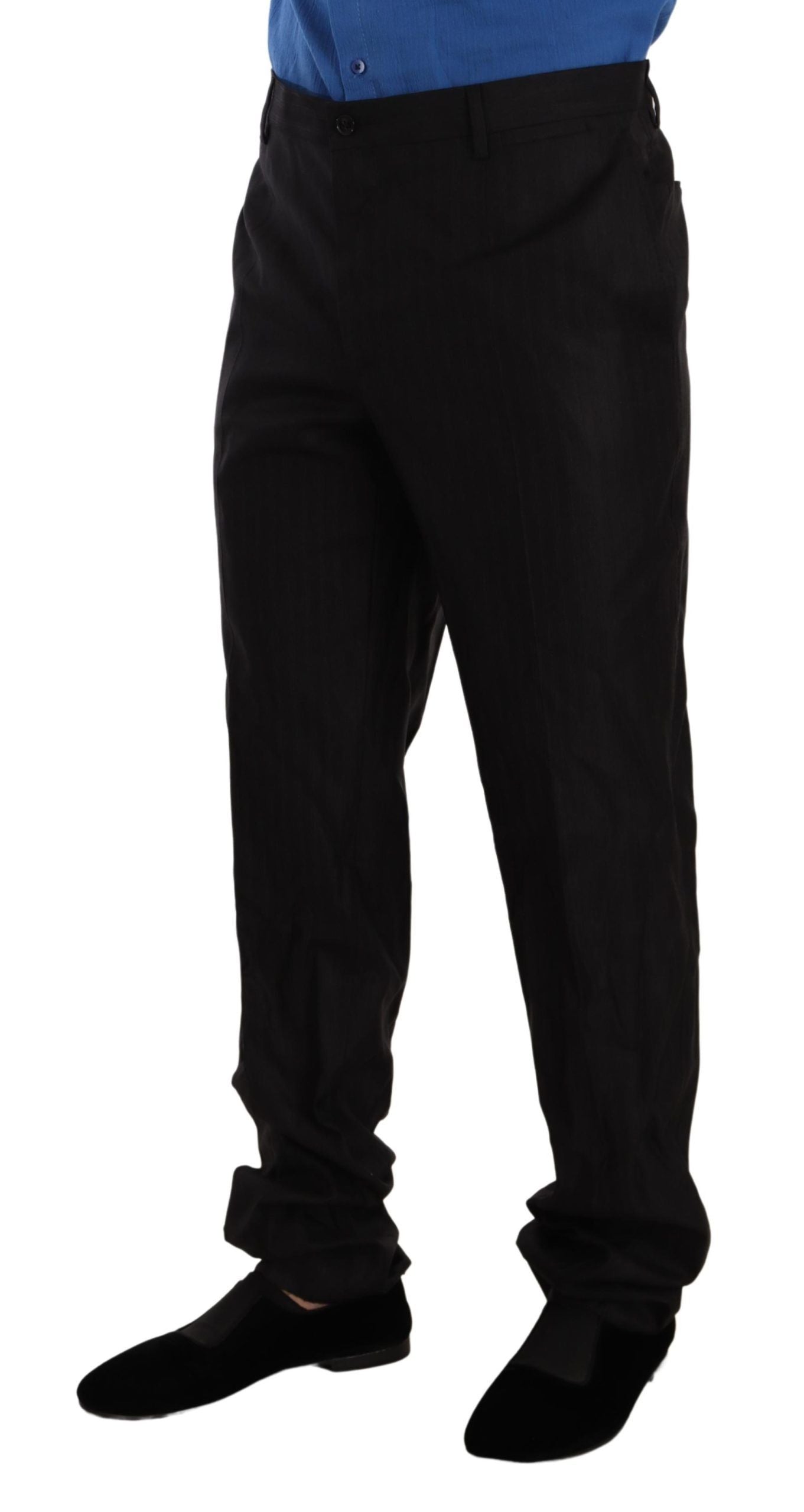 Dolce & Gabbana Gray Wool Silk Dress Trouser Dress Pants