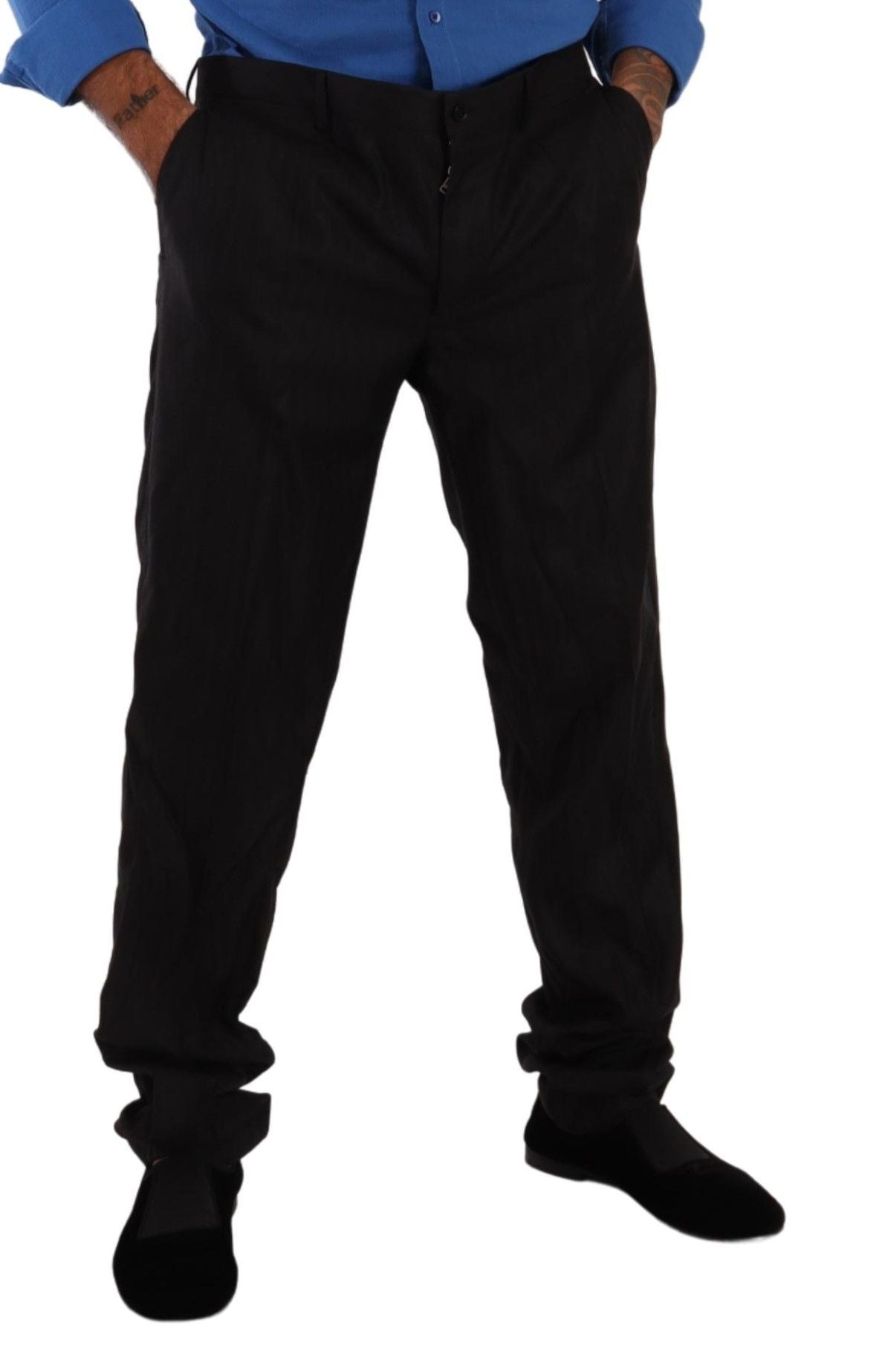 Dolce & Gabbana Gray Wool Silk Dress Trouser Dress Pants