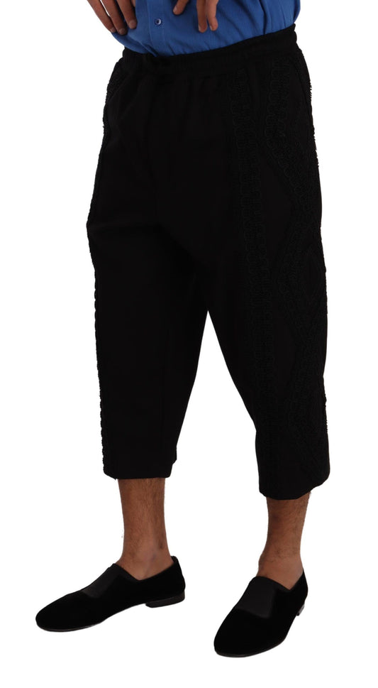 Dolce & Gabbana Black Cotton Torero Cropped Short Trouser Pants