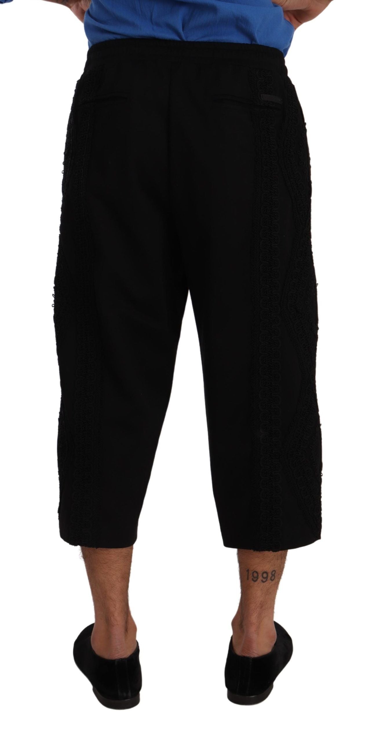 Dolce & Gabbana Black Cotton Torero Cropped Short Trouser Pants