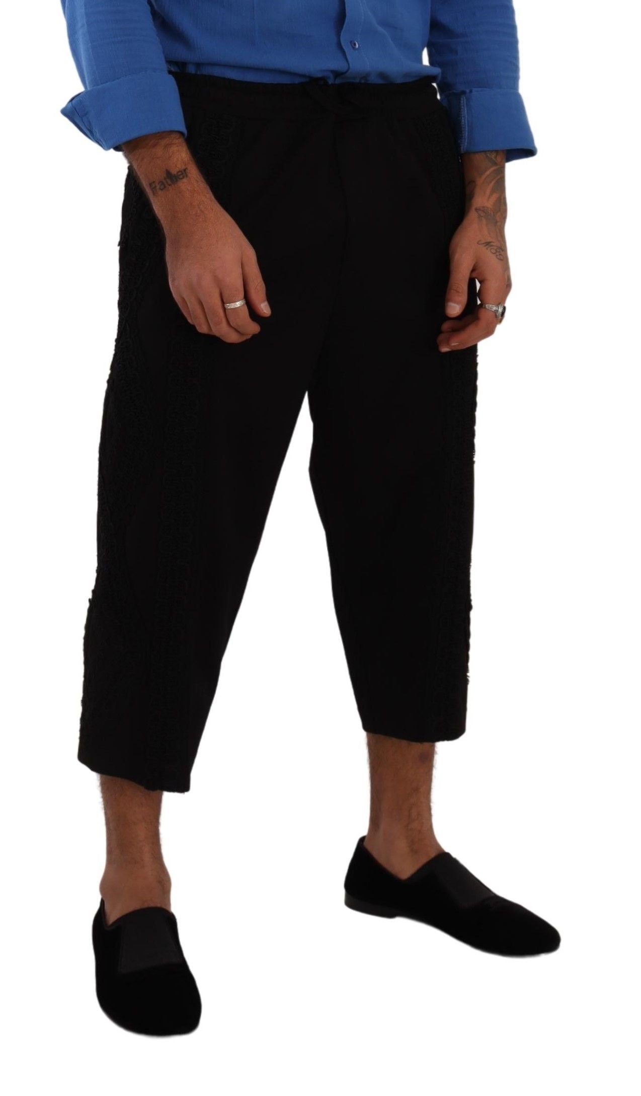 Dolce & Gabbana Black Cotton Torero Cropped Short Trouser Pants