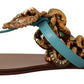 Dolce & Gabbana Blue Leather Devotion Flats Sandals