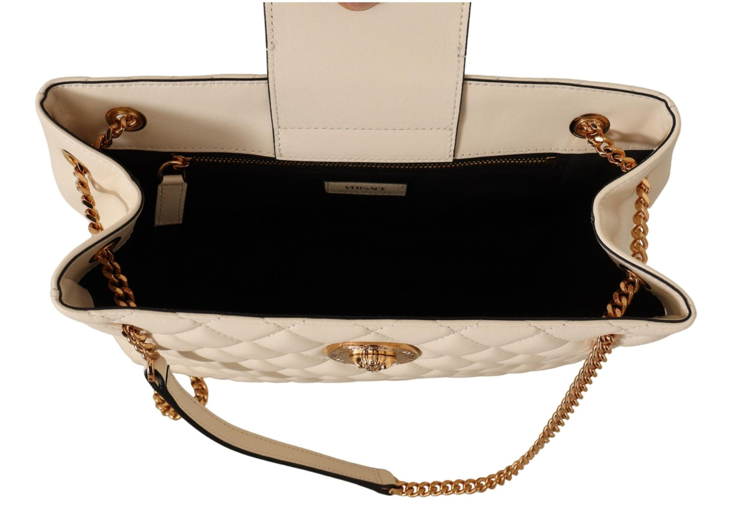 Versace White Nappa Leather Medusa Tote Handbag